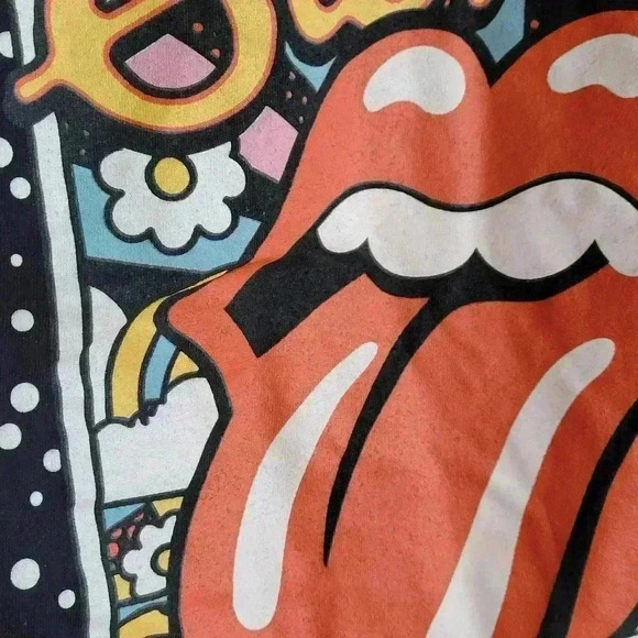 THE ROLLING STONES T-SHIRT Black Yellow Red Tongue Big Logo Retro Medium - Picture 5 of 9